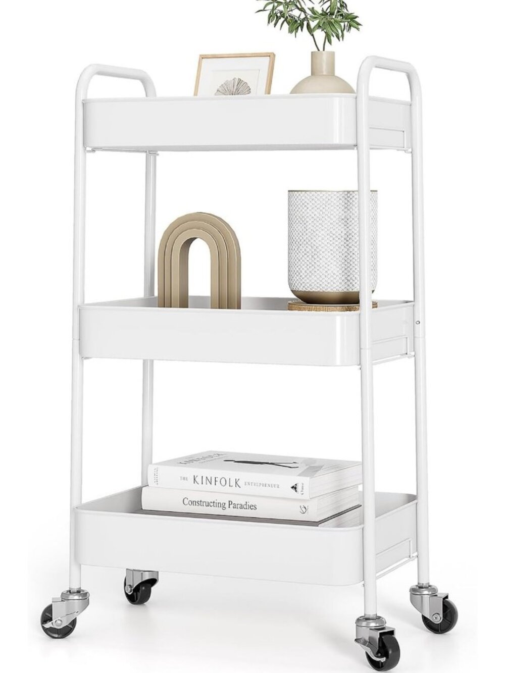 3-Tier Metal Rolling Utility Cart with Wheels - Versatile Storage Organizer